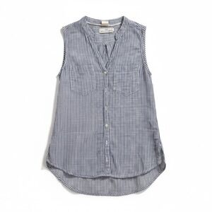 Blue White Stripe‎ Sleeveless Button Up Shirt Blouse Top L.O.C.C. H&M Size 4